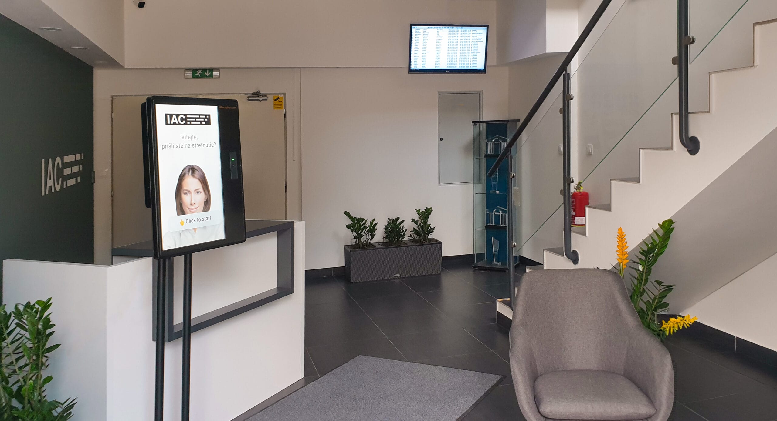 IAC office reception area with aReception kiosk system