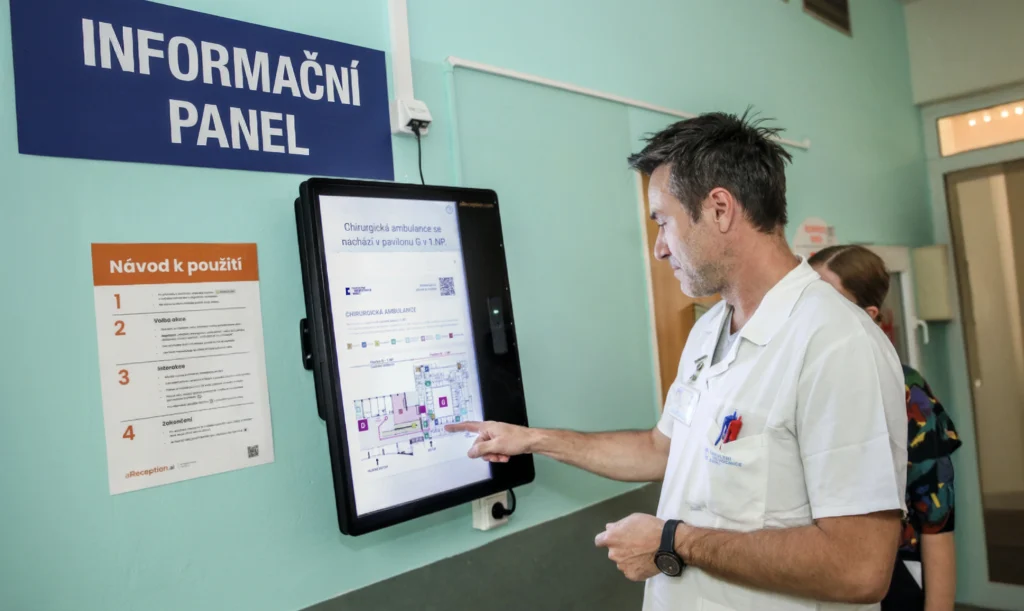 aReception AI digital receptionist deployed at Brno University Hospital
