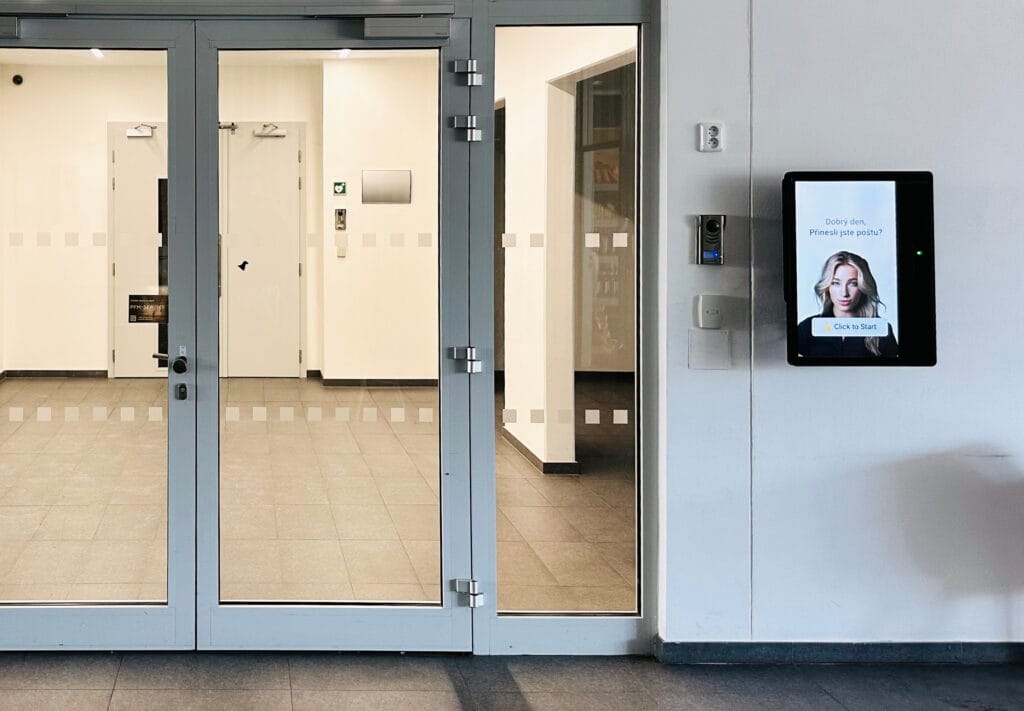 Purkynka office building front entrance with aReception reception