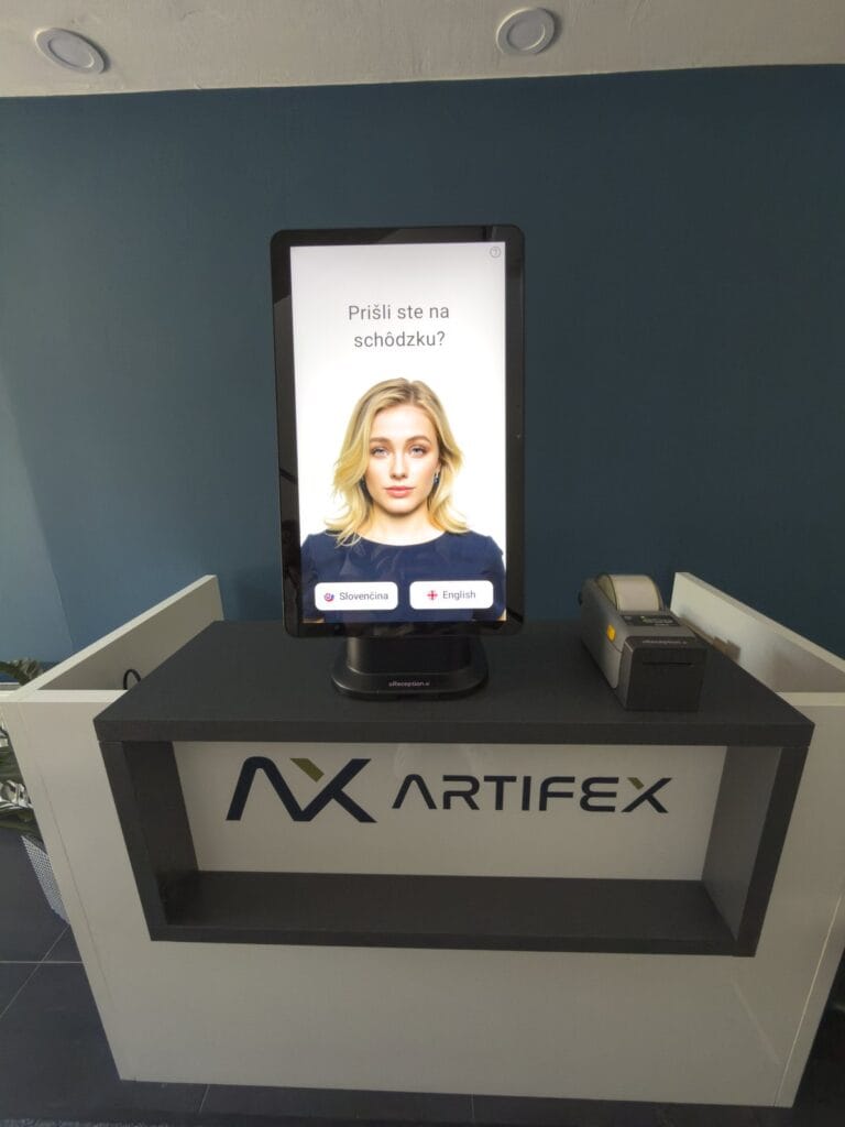 aReception self-service reception with badge printer at Artifex Lozorno