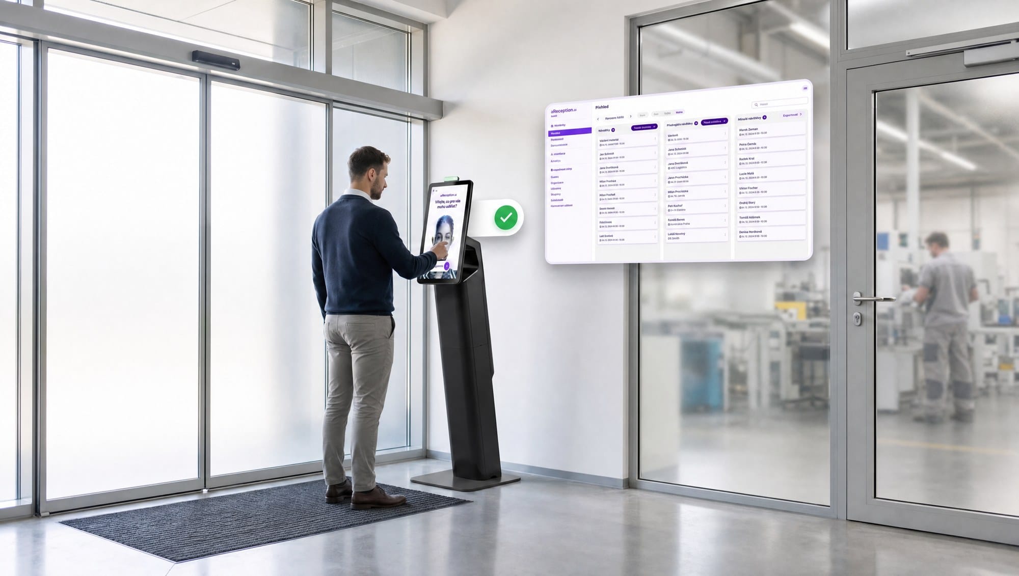 aReception kiosk at a company entrance
