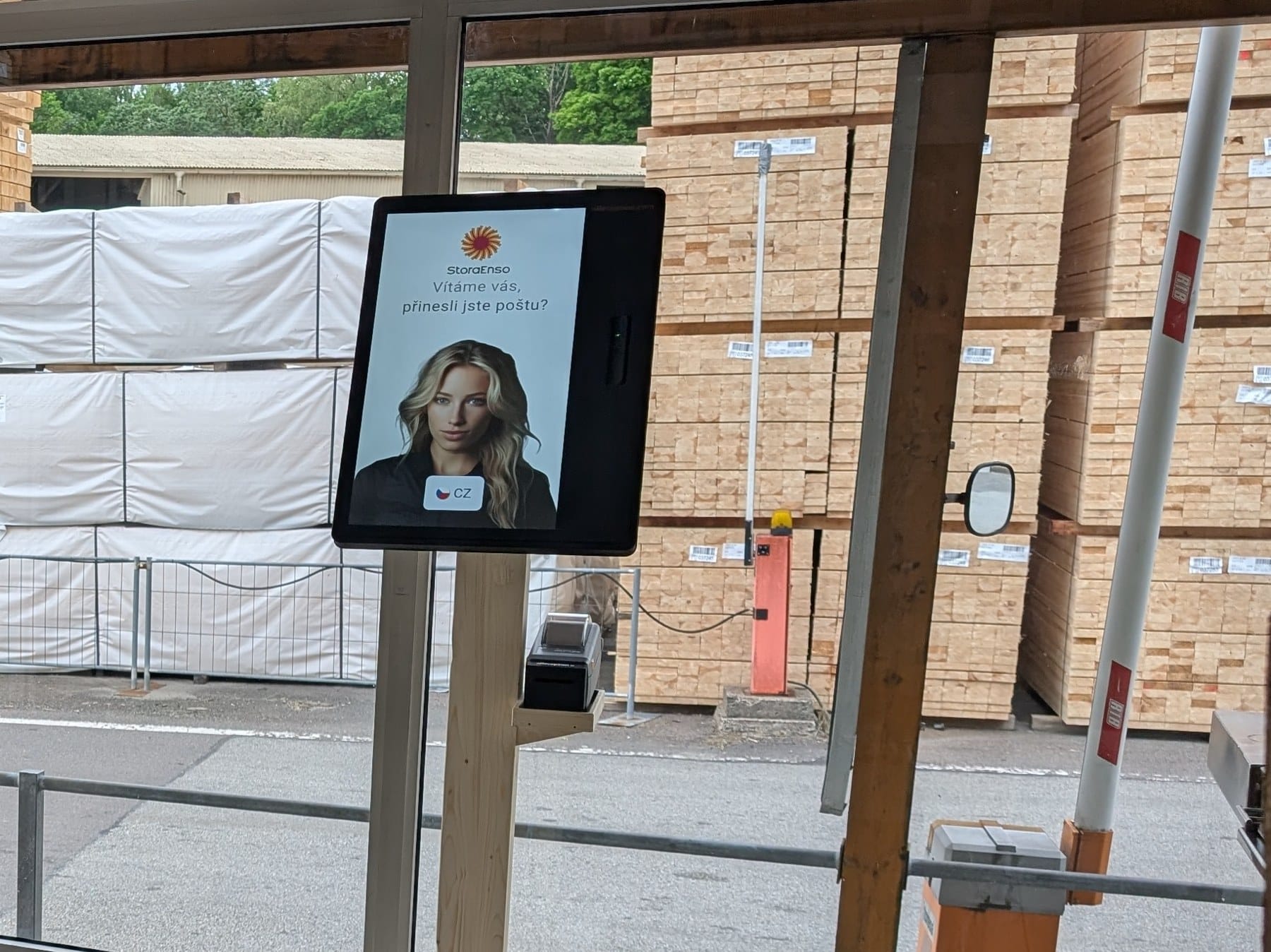 Outdoor kiosk at a truck entry gate